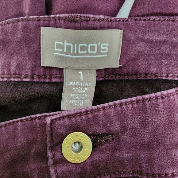 Chico's Woman's Jeans Size 1 Medium 8 Microsand Sateen Girlfriend Tapered Purple - Picture 6 of 9